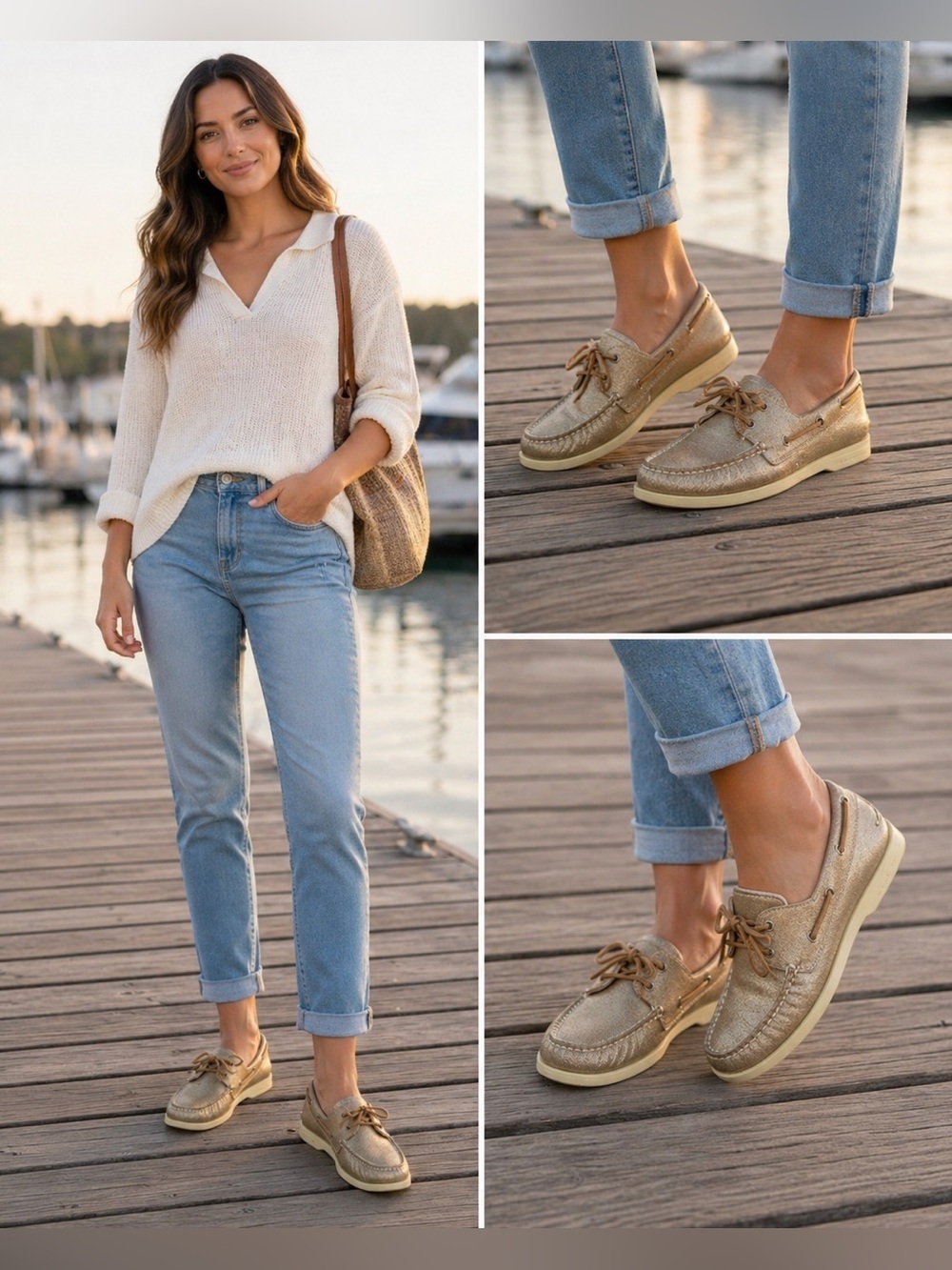 Sperry Top-Sider Womens Shoe 9M Gold Glitter Casual Boat Shoes Fashion Sneaker